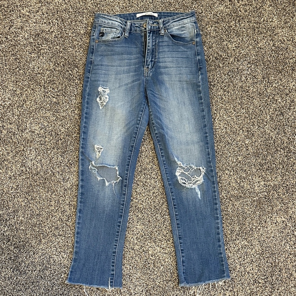 KanCan Blue Distressed Straight Leg Jeans